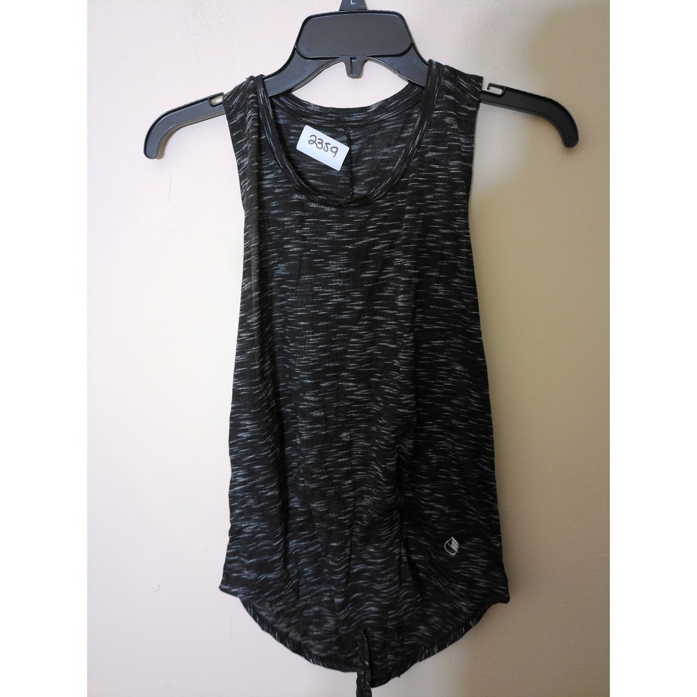 Skechers Tank Top Women Large Black Space Dye Split Back Athletic Activewear